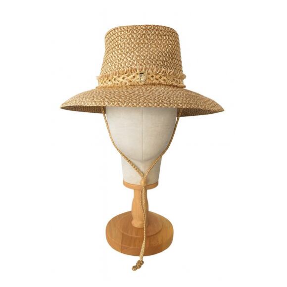 Eric Javits Designer Straw Sun Hat UPF50+ Wide Brim MSRP $395 Resort Coastal - Picture 1 of 10